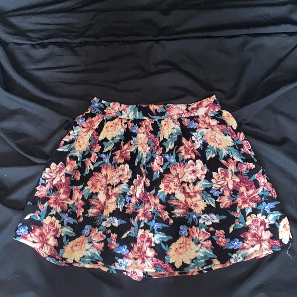 flowy floral skirt